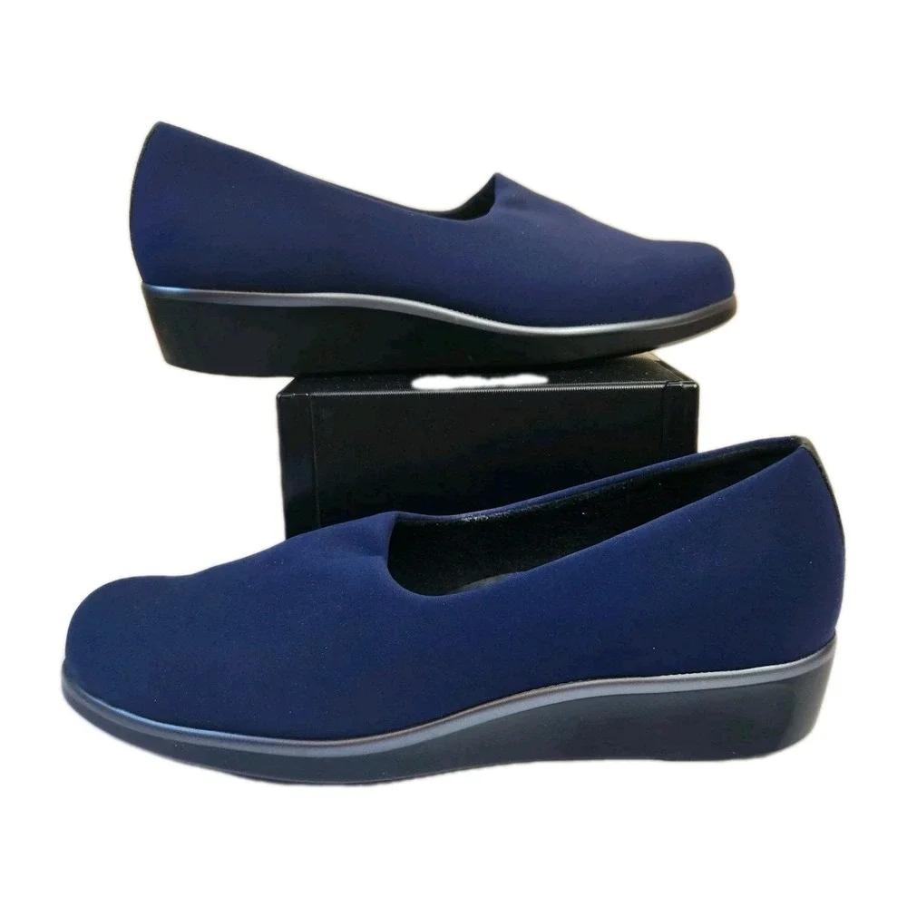 SAS Womans Tripad Comfort Wedge Loafer Blue Microfiber‎ Slip On Shoe Size 9.5 N